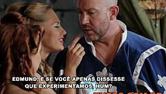 duas gostosas donzelas chupam o serviçal na paródia pornô de cinderela, parte 4.