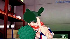 ochako uraraka, himiko toga, tsuyu asui, izuku midoriya in crazy 3p sex, oops i mean intense!