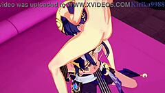 Kuki Shinobu, Candace, and Xingqiu have intense sex with creampie in Genshin Impact hentai