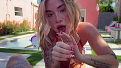 blonde tatted big booby step sis asked for help on vacation
