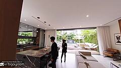 black stud tony genius deepthroats and rides white dick in sweaty vr gay porn