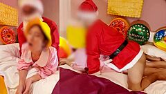 japanese couple christmas cosplay santa creampies small pussy