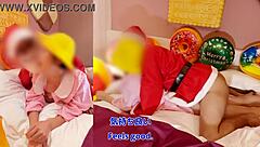 japanese couple christmas cosplay santa creampies small pussy