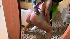 moee baby in cosplay twerking with gibby the clown