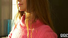 shaved teen beauty jacqueline teases clit to wild orgasm solo