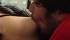 Why suck her small tits in an ATM spot?