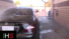 Horny milf with big tits gets bent over. Her shaved pussy takes a massive cock deep.