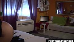 Wet young woman in homemade scene