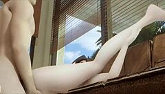 Tracer from Overwatch gives a blowjob and fucks the guy hard in 3D anime style