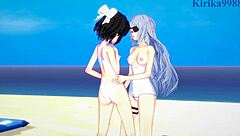 miku kohinata and laura bodewig in steamy lesbian hentai play - symphogear & infinite stratos