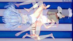 miku kohinata and laura bodewig in steamy lesbian hentai play - symphogear & infinite stratos