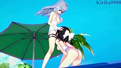 miku kohinata and laura bodewig in steamy lesbian hentai play - symphogear & infinite stratos