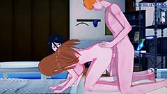 rukia, orihime, yoruichi, and ichigo in wild bleach hentai 3p