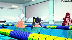 Akeno begs for sex at the public pool yesterday.