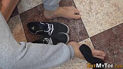 Gay teen solo stroking with intense footjob passion