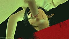 busty latina babe in 3d sucking cock