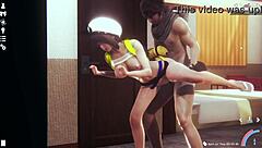 anime playing from the back fucking couple