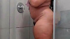 BBW Teases And Fucks Herself With Dildo In Shower While Alone