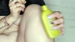 ebony beauty squirts hard with dildo in wet play