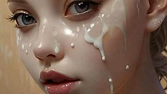 Anime hentai face painting with 100 cum facials