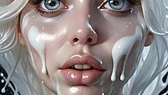 Anime hentai face painting with 100 cum facials