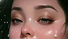 Anime hentai face painting with 100 cum facials