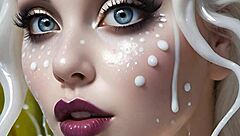 Anime hentai face painting with 100 cum facials