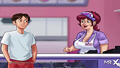 In Summertime Saga, this milf finds a great working tool for 69 at the office