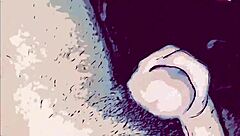 Gay cartoon guy fucks the passive slut's mouth with his big thick cock