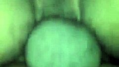 filling up that ebony brunette's pussy with cum