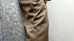 Hot gay teacher in costume spanks and jerks off