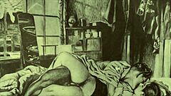 ヴィンテージスケッチが過去の蒸れた禁断の欲望を匂わせる