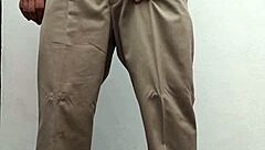 Hot gay teacher in costume spanks and jerks off