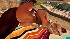 第二人生黑人男人支配亚洲继妹，在海滩上激烈操。