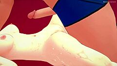 anya gets all hot, dressing in yor’s clothes to play with her bust in adult hentai version.