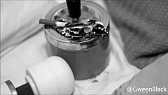 Smoking dollar bills for fetish fun with Brazilian star