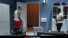 Interracial Gay Anal Action in Locker Room with Jock Straps - Isaac X and Jake Waters