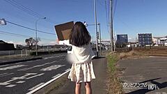 Zero Cash, Tiny Chest Japanese Girl Hitchhikes for HELP