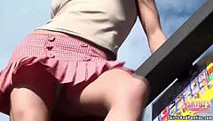 Come Outside to Peek at My New Panties Under This Skirt