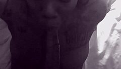 Ebony deepthroat on big black cock