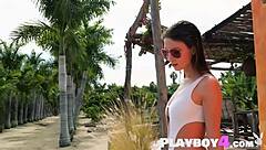 Stunning milf Miluniel Louis teases in tight white bodysuit