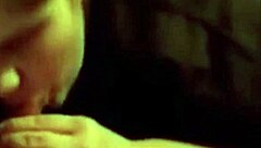 wife deepthroat husband dick on christmas for her gife wihe her swallowing mouth full