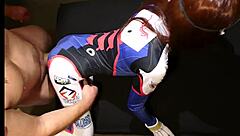 uhh, overwatch d va cosplay, tiny moans on thick cock, no mercy from somegirth, just brutal pounding.
