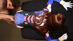 uhh, overwatch d va cosplay, tiny moans on thick cock, no mercy from somegirth, just brutal pounding.