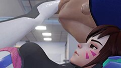 Hey, check D.Va as a personal trainer in this wild 3D cartoon! 😜