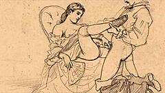 vintage erotic cartoon illustration from anime hentai.