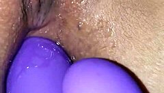 Can you handle watching this amateur's big tits bounce during intense anal masturbation at home?