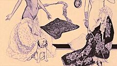 Vintage illustrations hinting at hidden desires in anime style