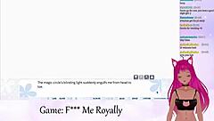 lewdneko says, 'i'm playing f me royally.' watch the vtuber in this hentai kissing scene.