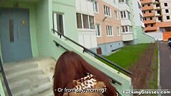 Narrative fucking glasses captures teeny dania getting drilled doggystyle on a balcony with a shaved pussy view